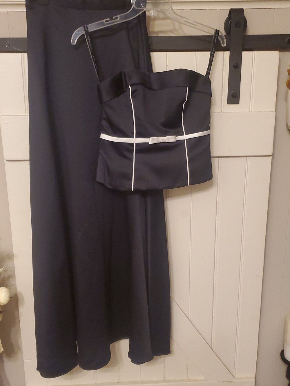 Women's 2 Peice Black Satin A-Line Maxi Skirt
